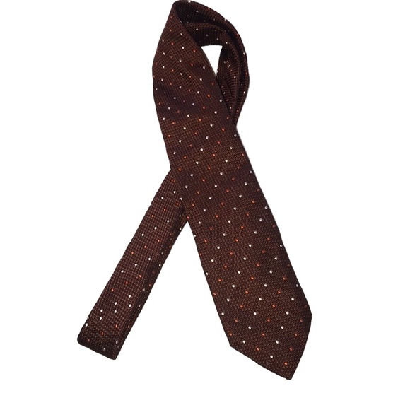 Berg & Berg Hand Made in Italy Men's Textured Silk Dot Print Neck Tie OS - Picture 4 of 12